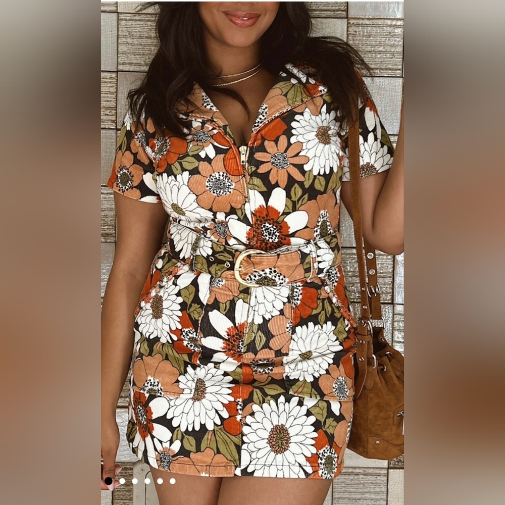 Show Me Your MuMu Outlaw Dress Hutton Floral Corduroy